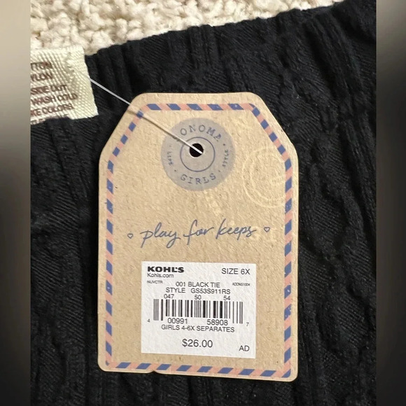 Girls Size 6X Sonoma Black Tie Leggings NWT - Picture 4 of 6